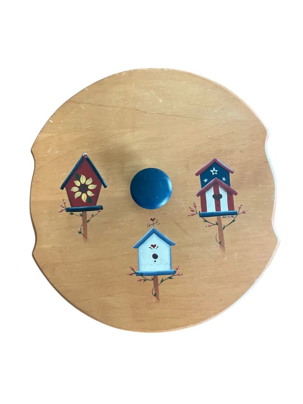 Hand Crafted Wooden Basket Lid Hand Painted from Akron Ohio/Bird Houses
